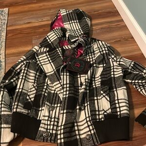 Dollhouse outerwear black and white plaid jacket